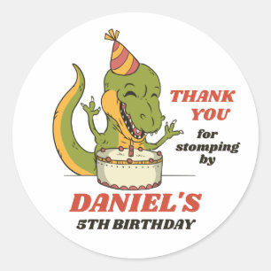 T-Rex Turns 1 Cute Dinosaur Kids Birthday Party Classic Round Sticker