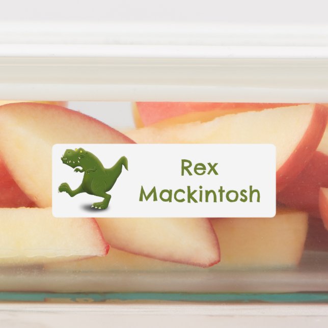 T rex tyrannosaurus dinosaur cartoon personalized labels (Affixed)