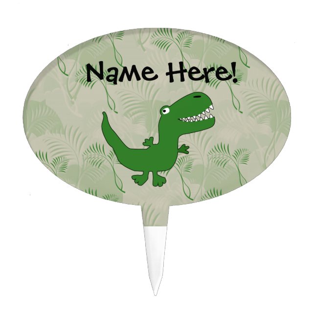 T-Rex Tyrannosaurus Rex Dinosaur Cartoon Kids Boys Cake Topper (Front)