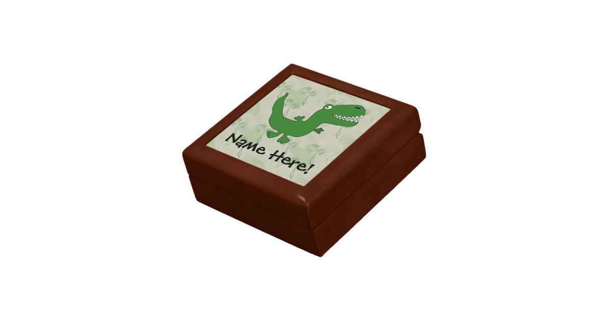 T-Rex Tyrannosaurus Rex Dinosaur Cartoon Kids Boys Keepsake Box | Zazzle