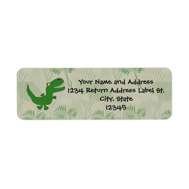 T-Rex Tyrannosaurus Rex Dinosaur Cartoon Kids Boys Label (Front)