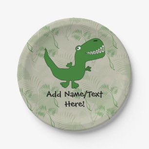 T-Rex Tyrannosaurus Rex Dinosaur Cartoon Kids Boys Paper Plates