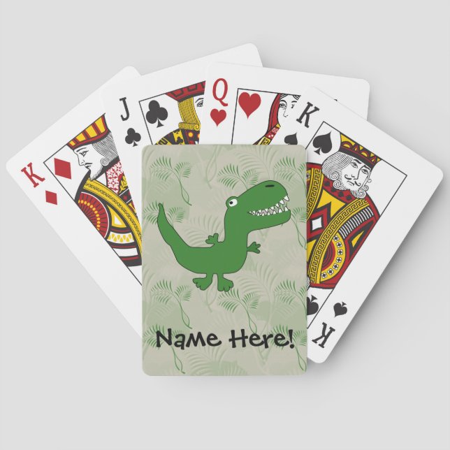 T-Rex Tyrannosaurus Rex Dinosaur Cartoon Kids Boys Poker Cards (Back)