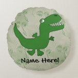 T-Rex Tyrannosaurus Rex Dinosaur Cartoon Kids Boys Round Pillow