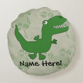 T-Rex Tyrannosaurus Rex Dinosaur Cartoon Kids Boys Round Pillow (Back)