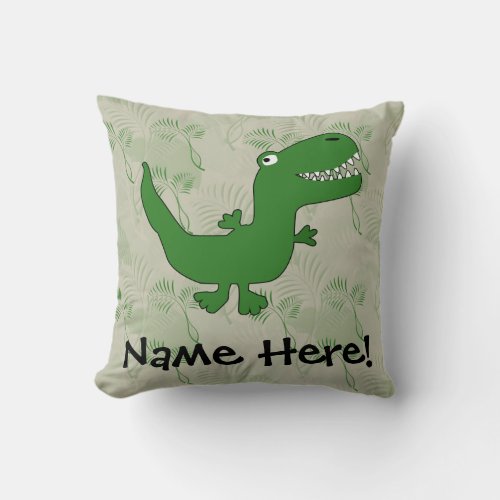 T_Rex Tyrannosaurus Rex Dinosaur Cartoon Kids Boys Throw Pillow
