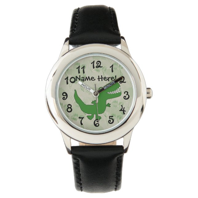 T-Rex Tyrannosaurus Rex Dinosaur Cartoon Kids Boys Watch (Front)