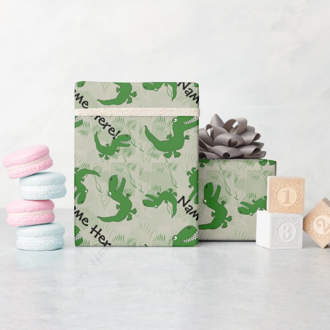 T-Rex Tyrannosaurus Rex Dinosaur Cartoon Kids Boys Wrapping Paper (Baby Shower)