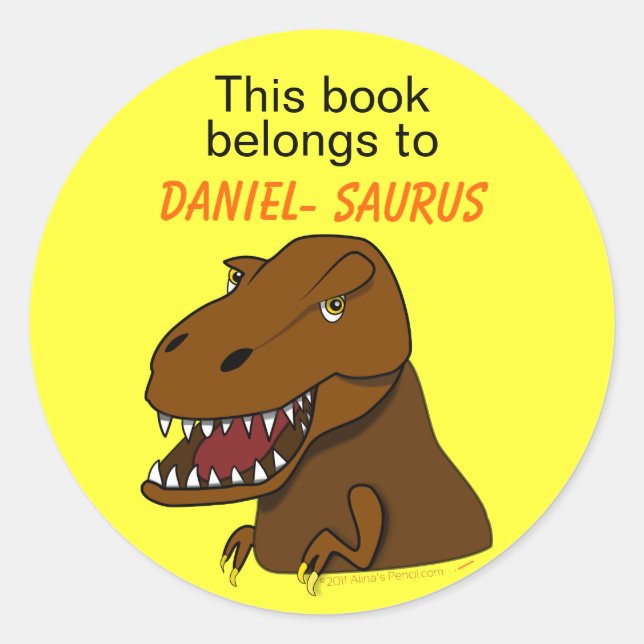 T Rex Tyrannosaurus Rex Dinosaur Custom Bookplate (Front)