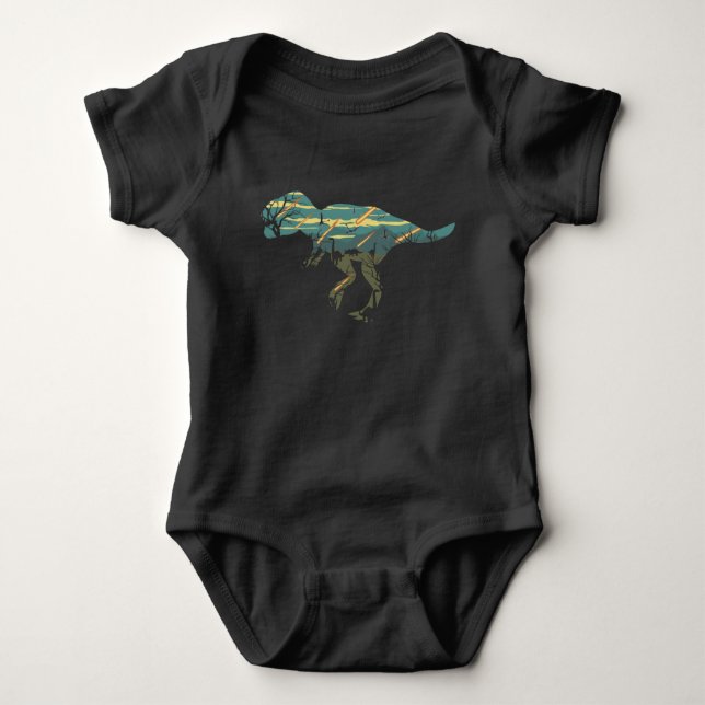 T Rex Tyrannosaurus Rex Dinosaur Meteor Shower Baby Bodysuit (Front)