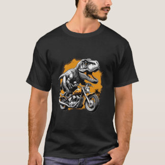 T REX Tyrannosaurus Running on a Motorcycle Funny T-Shirt