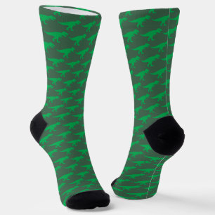 T-Rex Tyranosaurus King Dinosaur Silly Green Socks