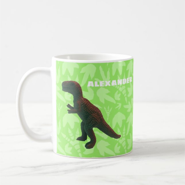 T-Rex Tyranosaurus Rex Toy Dinosaur Bright Green Coffee Mug (Left)