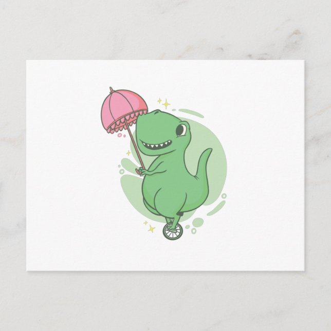 T Rex unicycle Postcard (Front)
