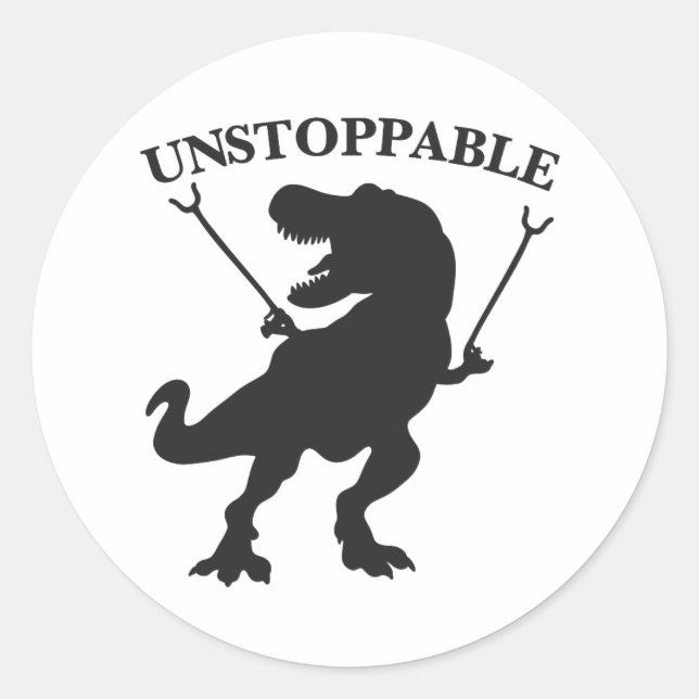 T-rex unstoppable - Choose background color Classic Round Sticker (Front)