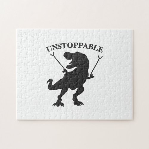 T_rex unstoppable _ Choose background color Jigsaw Puzzle
