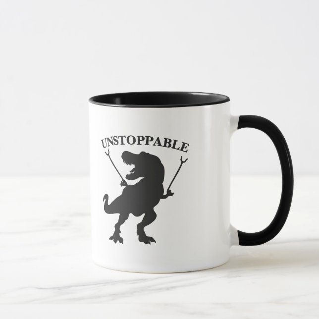 T-rex unstoppable - Choose background color Mug (Right)