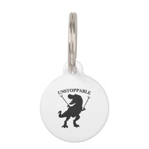 T_rex unstoppable _ Choose background color Pet ID Tag