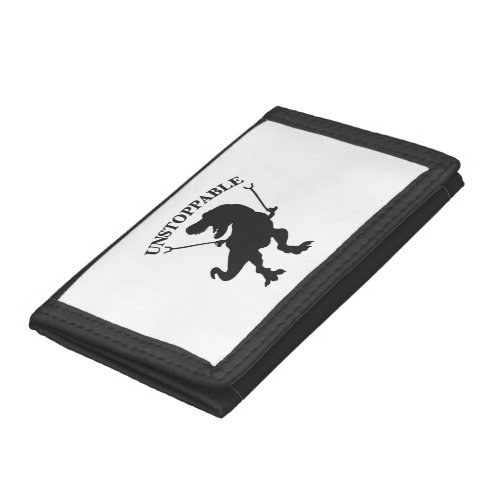 T_rex unstoppable _ Choose background color Trifold Wallet