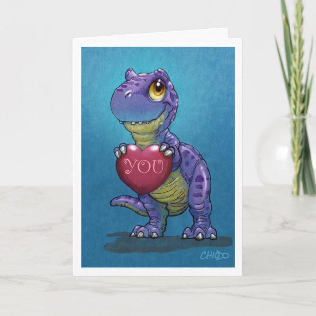 T-Rex Valentine Holiday Card (Front)