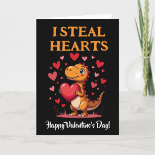 T-Rex Valentine's Day  I Steal Hearts Holiday Card