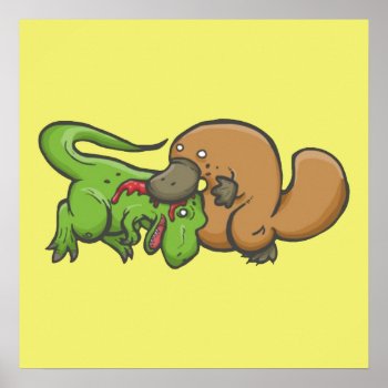 T-rex Vs Platypus Poster by UpsideDesigns at Zazzle