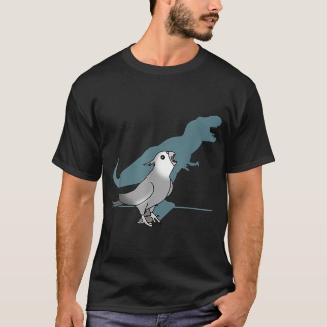T-rex white faced cockatiel, Funny grey cockatiel  T-Shirt (Front)