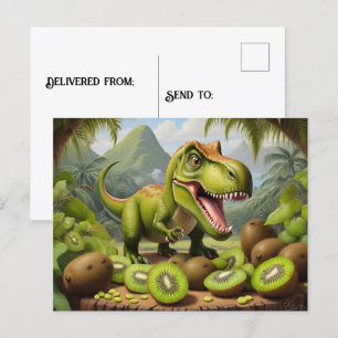 T-Rex with kiwi fruit Postcard