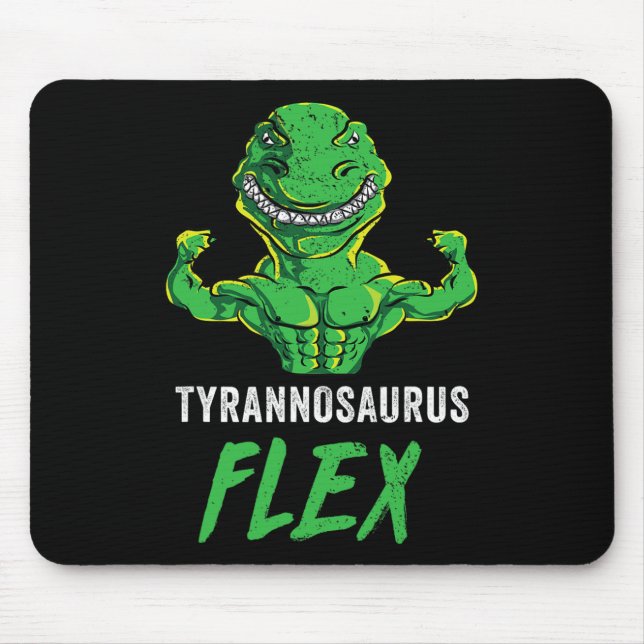 T Rex Workout Funny Dinosaur Gym Weightlifting Cut Mouse Pad (Front)