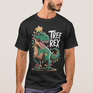 T-Rex Xmas Shirt – Dinosaur with String Lights
