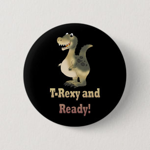 T-Rexy and Ready Dino Cartoon Button