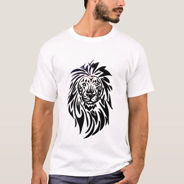 T-Shirt 001 - Lion - Black and White (Front)