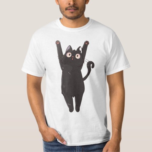 T_shirt a cute black cat with big eyes 