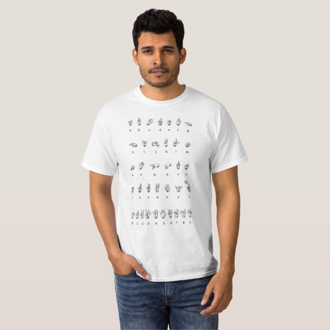 T-Shirt American Sign Language Alphabet Numbers (Front Full)