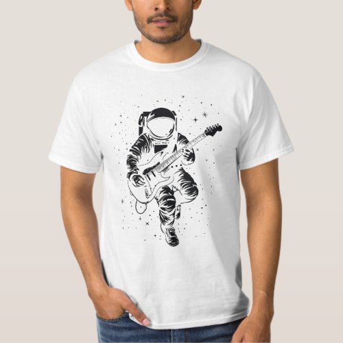 T_shirt astronaut playing an electric guitar