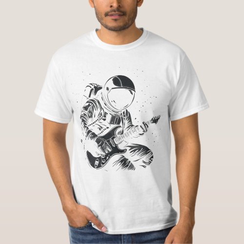 T_shirt astronaut playing an electric guitar