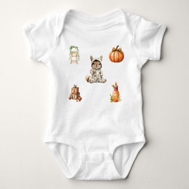 T-Shirt Autumn Baby Shower Bodysuit (Front)