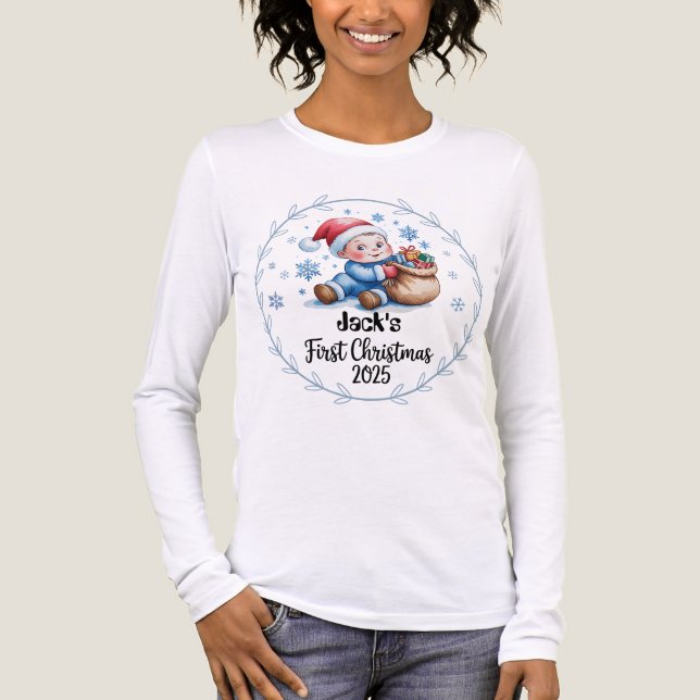 T-Shirt-Baby’s First Christmas T-Shirt Tri-Blend Shirt (Front)