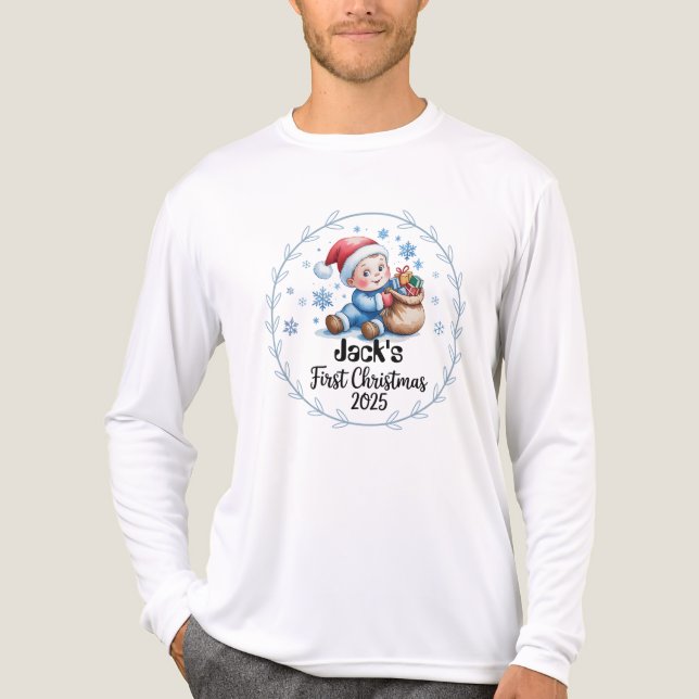 T-Shirt-Baby’s First Christmas T-Shirt Tri-Blend Shirt (Front)