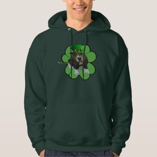 T_Shirt Basset Hound Happy St Patricks Clover Hoodie