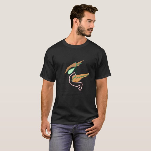 T-Shirt Biliary System Diagram Chart Gall Bladder  (Front Full)