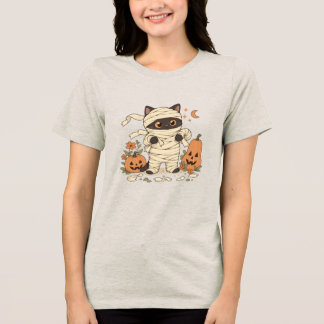 T-shirt Black Cat Skull Halloween Tri-Blend Shirt