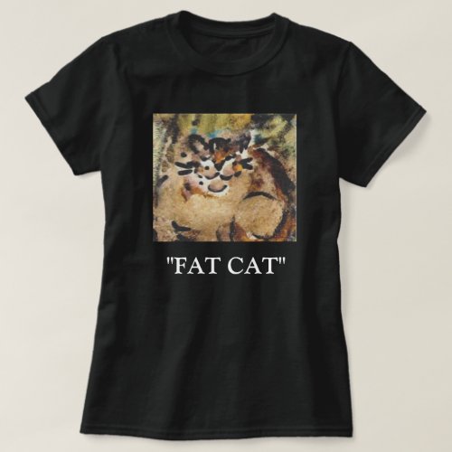 T_Shirt black Funny fat cat T_Shirt