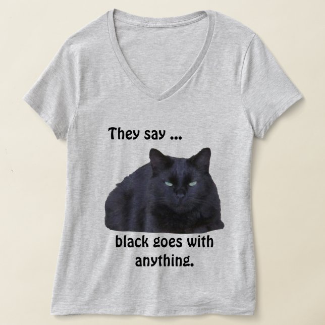 T-shirt - Black Goes With Anything Cat (Laydown)