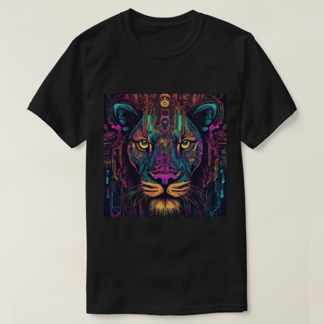 T-Shirt, Black, Lion Face T-Shirt (Design Front)