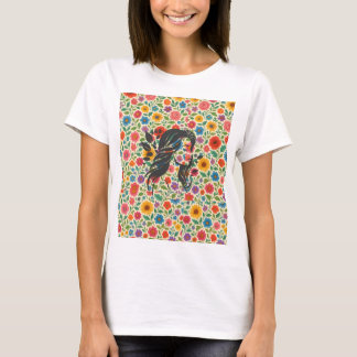 t shirt bloom burst -multi color flower art tee