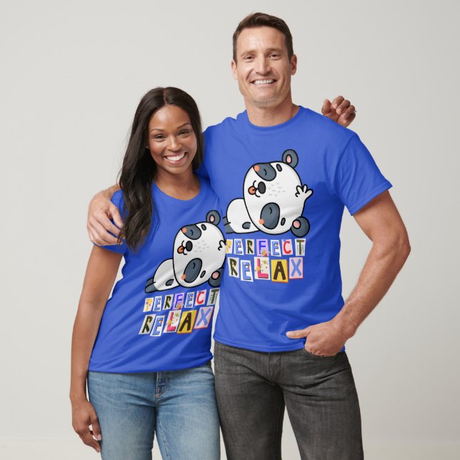 T-Shirt blue cute dog pattern  (Unisex)