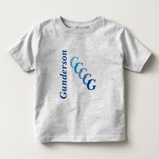 T-Shirt - BlueName and Staggered Initials