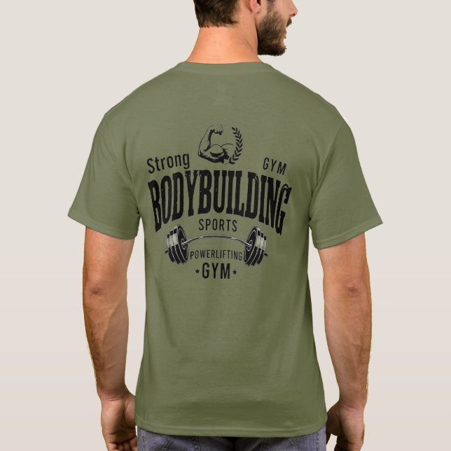 T-shirt body building kaki (Back)