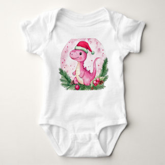 T-Shirt bodysuit baby dinosaur pink